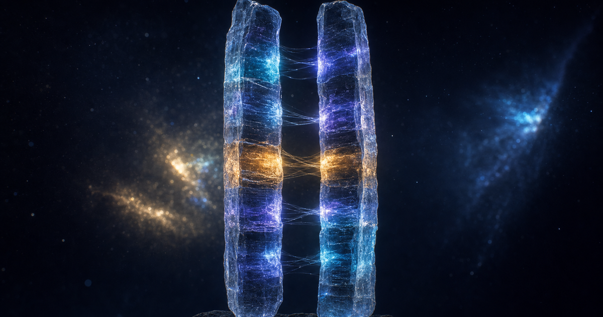 Two chromosome strands with their matching DNA stretches lit in the same places